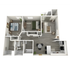 Modern 3D floor plan showcasing a spacious 2-bedroom apartment with an open-concept living and dining area, sleek kitchen, and two bathrooms.