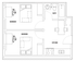Modern 2-bedroom floor plan with a spacious kitchen and a sleek bathroom design.