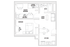 Elegant floor plan with two bedrooms featuring loft beds and desks, a cozy living room, modern kitchen, and sleek bathroom.