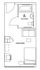 Modern studio floor plan showcasing a private bedroom and bathroom, fully furnished with a desk, full-sized bed, and cozy seating area. Includes utilities like internet and electricity, with meal plan available.