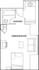 Compact floor plan featuring a versatile common room and sleek bathroom design.