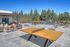 Chic rooftop terrace with ping pong table, seating area, and lush greenery surrounded by a serene forest view.