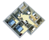 Bright 3D floor plan showcasing two spacious bedrooms, a modern open-concept living area, and a fully-equipped kitchen.