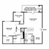 Modern apartment floor plan featuring 1 bedroom, study/den, spacious living room with patio/balcony/sunroom, and an open kitchen with dining area.