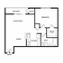 Modern floor plan featuring a spacious living room, one bedroom with a walk-in closet, and a well-designed kitchen and dining area. Includes a balcony and bath for optimal urban living.