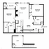 Elegant floor plan showcasing 2 bedrooms, a cozy living room with fireplace, spacious kitchen, dining area, and an upper-level loft with ample storage and balcony.