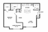 Chic apartment floor plan showcasing a spacious one-bedroom layout with dedicated computer room, open kitchen with island, ample living and dining area, and convenient in-unit laundry.