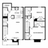 Elegant two-story floor plan with open-concept living room, dining area, modern kitchen, two bathrooms, and two spacious bedrooms.