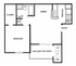 Contemporary floor plan showcasing a single bedroom, open dining area, and modern kitchen with pantry. Includes a spacious balcony, utility room, and well-appointed bathroom.