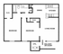 Modern 2D floor plan showcasing 2 cozy bedrooms, a sleek kitchen, inviting living room, dining area, bathroom, and spacious balcony.