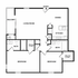Inviting floor plan with 2 spacious bedrooms, 2 modern baths, an expansive living room with balcony, and elegant kitchen and dining area.