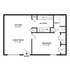 Modern 1-bedroom floor plan featuring an open kitchen, cozy living room, and sleek bathroom layout.