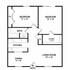 Charming floor plan with 2 cozy bedrooms, a spacious living room, and a dedicated dining area.