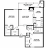 Elegant apartment floor plan displaying 2 spacious bedrooms, inviting living room with fireplace, modern kitchen, dining area, and large balcony for outdoor enjoyment.