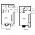 Modern two-story floor plan featuring a spacious first-floor living area with a fireplace, open kitchen, and dining area opening to a patio; second floor includes a large bedroom, bathroom, and additional patio access, ideal for comfortable living.