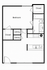 Efficient floor plan showcasing a stylish 1-bedroom layout with a spacious living area, well-appointed kitchen, and convenient utility spaces.