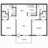 Elegant floor plan featuring 2 bedrooms with walk-in closets, modern kitchen, spacious living and dining areas, complemented by a balcony.