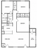 Spacious floor plan showcasing 3 bedrooms, 2 bathrooms, a modern kitchen, and a bright living room opening to a patio/balcony.