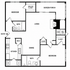 Inviting floor plan featuring two spacious bedrooms, a modern kitchen with appliances, a cozy living area, and a screened porch for relaxation.
