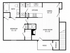 Charming floor plan showcasing a 1-bedroom apartment with spacious living room, modern kitchen, dining area, luxurious bath, and private patio with storage.