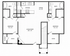 Modern floor plan showcasing 2 spacious bedrooms with patios, an open living room, and a well-equipped kitchen, perfect for stylish living.