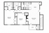Modern floor plan displaying 2 bedrooms, 2 baths, a stylish kitchen, open dining and living area, and a cozy patio space.