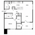Modern floor plan showcasing a single bedroom, a fully-equipped kitchen, open dining and living areas, and a cozy porch.