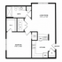 Modern floor plan featuring a spacious bedroom with walk-in closet, elegant bathroom, open kitchen and living room, perfect for stylish living.