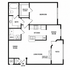 Elegant floor plan showcasing 1 bedroom with walk-in closet, a versatile bonus room, and a spacious open kitchen leading to a living area and patio.
