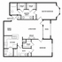 Elegant floor plan featuring 2 bedrooms, a spacious master suite with walk-in closets, an open living room with optional fireplace, and a cozy patio.
