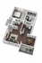 Modern 3D floor plan showcasing one bedroom, open living area, sleek kitchen, and private balcony.
