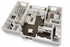 Elegant 3D floor plan showcasing 2 bedrooms, a cozy living area with balcony, and a modern kitchen with dining space.