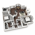 Modern and elegant 3D floor plan showcasing a spacious apartment with two bedrooms, two bathrooms, an open living and dining area, and a stylish kitchen. Features a cozy corner balcony and ample natural light.