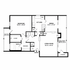 Inviting floor plan showcasing a spacious 1-bedroom apartment with a large living room, modern kitchen, cozy dining area, and two private balconies for relaxing.