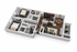 Elegant 3D floor plan showcasing two spacious bedrooms, a modern kitchen, cozy living area, and a stylish dining space, perfect for contemporary living.