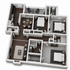 Elegant 3D floor plan featuring 3 spacious bedrooms, modern kitchen, and inviting living area with stylish layout.