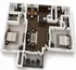 Modern 3D floor plan showcasing a luxurious apartment with 2 bedrooms, open-concept living room, sleek kitchen with island, and private balconies.