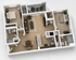 Modern 3D floor plan showcasing 2 spacious bedrooms, elegant living area, and a stylish kitchen with dining space.