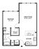 Chic floor plan showcasing a spacious great room, modern kitchen, cozy bedroom, and convenient walk-in closet.