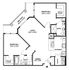 Modern floor plan featuring 2 bedrooms with walk-in closets, spacious living area, open kitchen with dining space, 2 bathrooms, and an inviting balcony.