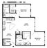 Elegant floor plan showcasing a 2-bedroom layout with a spacious living room, modern kitchen, and convenient laundry area.