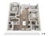 Charming 3D floor plan with 2 spacious bedrooms, cozy living room, modern kitchen, and balcony. Perfect for comfortable living.