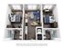 Modern 3D floor plan showcasing two bedrooms, a cozy living area with plush seating, and a sleek kitchen, all accented with natural light and stylish decor.