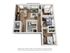 Chic 3D floor plan showcasing a spacious 2-bedroom apartment with open-concept kitchen, modern living room, and stylish bathrooms.