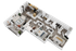 Modern 3D floor plan showcasing 3 bedrooms, open-concept living and dining area, and a sleek kitchen with island.