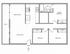 Modern floor plan featuring 3 bedrooms, 1 bath, and an open-concept living and dining area with patio access.