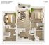 Modern 3D floor plan for Vue Apartments showcasing 2 bedrooms, 2 bathrooms, a stylish open-concept living area, and a contemporary kitchen, spanning 933 sqft.