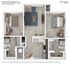 Modern B1 style floor plan featuring 2 bedrooms and 2 bathrooms at Cedar Pointe. Includes an open living area, sleek kitchen with countertop seating, and spacious layout at 848 sq ft.