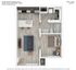 Modern 594 sq ft S2 style floor plan featuring 1 bedroom, 1 bathroom, and an open-concept living area with a stylish kitchen at Cedar Pointe Apartments.
