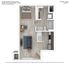 Modern studio apartment floor plan at Cedar Pointe featuring an open-concept living area, cozy bedroom space, efficient kitchen, and contemporary bathroom, all within 486 sq ft.